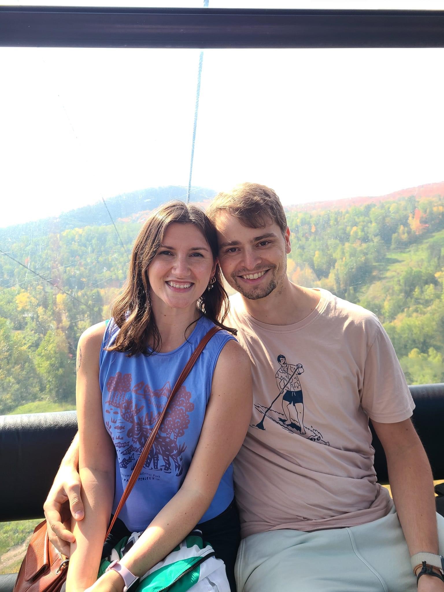 Connor and Jillian riding the cable car up