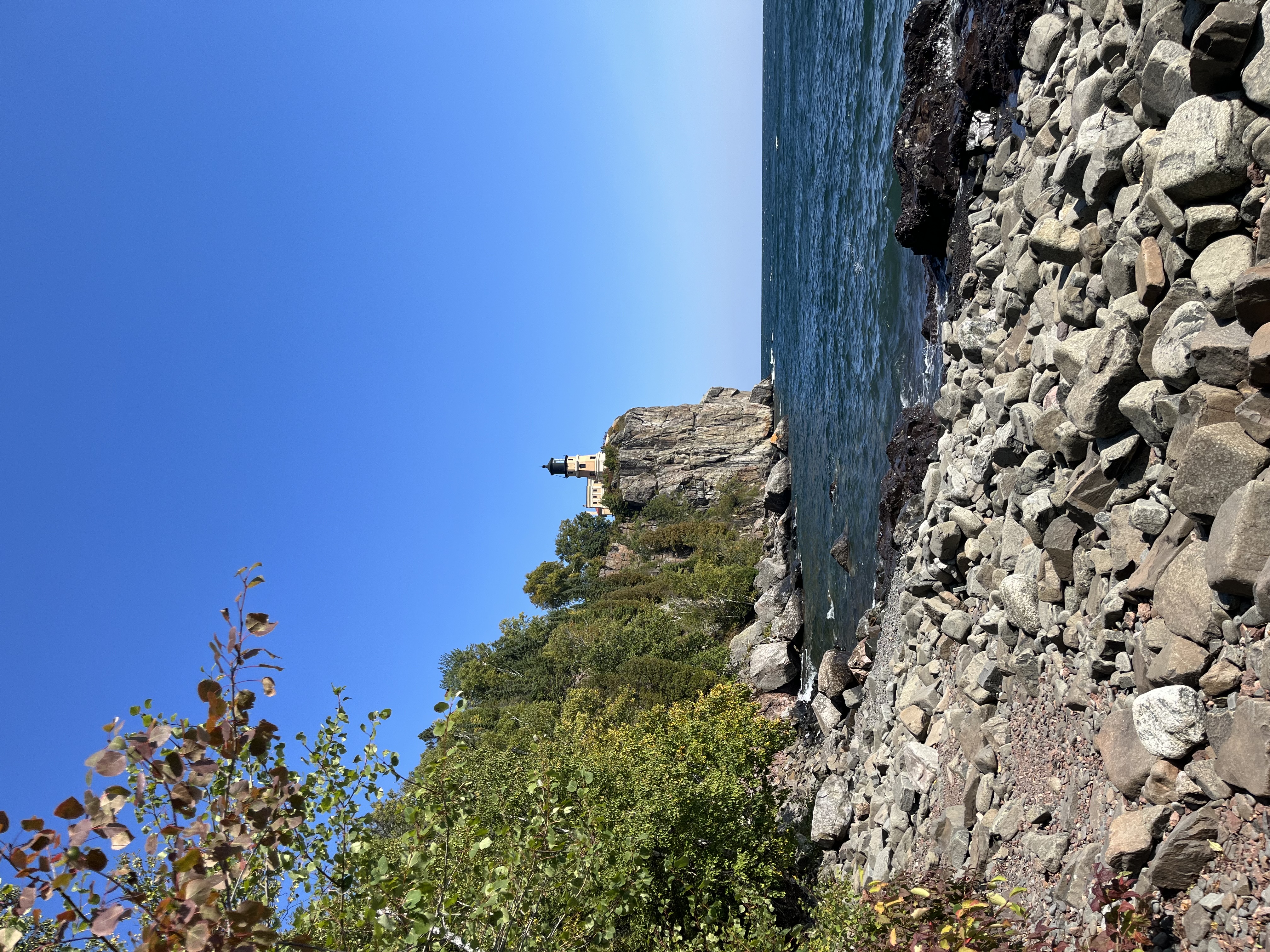 Split Rock lighthouse from the Lake Superior shore